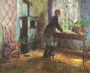 Harriet Backer Pike ved vinduet oil on canvas